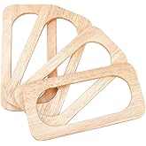 WADORN 4pcs Wooden Purse Bag Handles, Wooden Rectangle Handbag Handles Replacement Handmade Bag Handle Beach Bags Handle 7.8x3.9 Inch for Straw Macrame Bags Sewing Craft Making Supplies