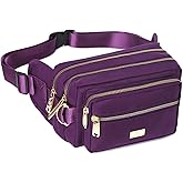 Banbituy Extra Large Fashion Fanny Pack for Men Women, Waist Bag for Waterproof Hiking Running Biking Gym Outdoor Sports Travel Belt Bag (Purple)