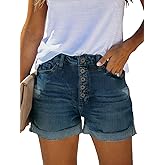 NEYOUQE Women's Denim Shorts High Waisted Ripped Distressed Button Short Frayed Jeans Stretchy Casual Fashion Jean 2025