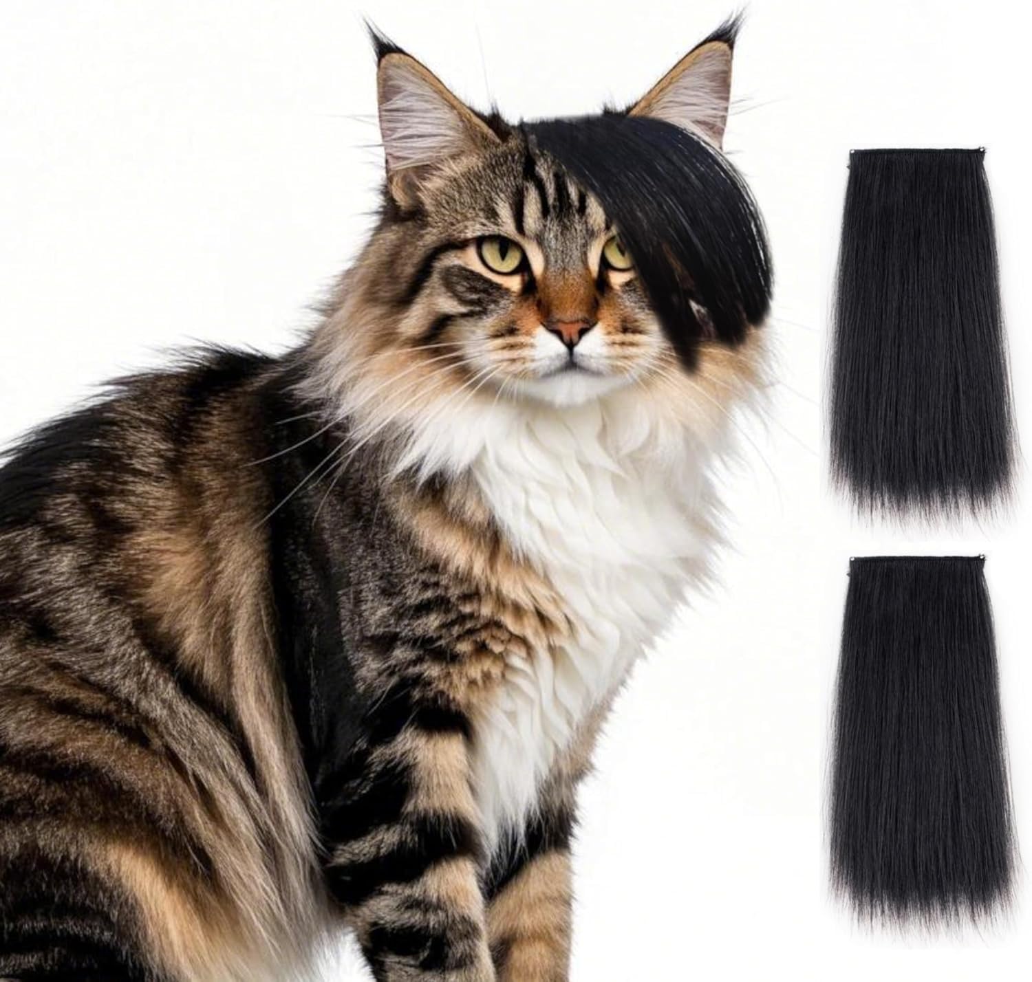 Photo 1 of 2 ps Wigs Specially Designed for Cats and Dogs – Stylish Side-Parted Bangs Wigs, Perfect for Holiday Parties, Cosplay, and Dress-up Games. Adjustable Clip-on Design, Suitable for Cats and Dogs