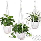YIBOT 3 Pack Macrame Plant Hanger Indoor Hanging Planter for Plants Holder | 35"/29"/23" Crochet Plant Hangers With 3 Hooks No Tassels Boho Home Decor for Patio Balcony Living Room|Fits 5-10 Inch Pots
