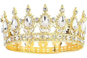 Arclhladin Queen Rhinestone Crown, Gold Wedding Crowns, Royal Princess Crystal Tiara Crown for Women Costume Party