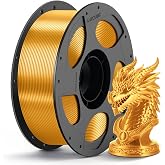 ANYCUBIC Silk PLA Filament 1.75mm, 1KG, Silk Gold | Clog-Free Shiny 3D Printer PLA Filament, Silk Texture, Reusable Spool, Print with Most FDM 3D Printers