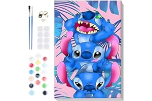 VINDIJA Stitch Paint by Numbers Kit for Adults Kids, Adults' Paint by Number Kits on Canvas Framed, Color by Numbers for Adults, Arts Crafts Kits for Girls Ages 8-12 Adults, 8x12in, MT2348