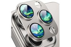 HelloDeere Compatible with iPhone 16 Pro Max Camera Lens Protector,[Shatterproof] [Strong Adsorption][AR Anti-Reflection] 9h Metal Aluminum Alloy Tempered Glass Camera Cover,Titanium