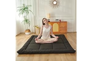 GORTUPI Japanese Floor Mattress Queen Japanese Futon Mattress With Washable Cover Foldable Sleeping Mattress For Floor Japanese Floor Bed Mattress Topper For Sleeping Roll Up Tatami Mattress Black A,Queen