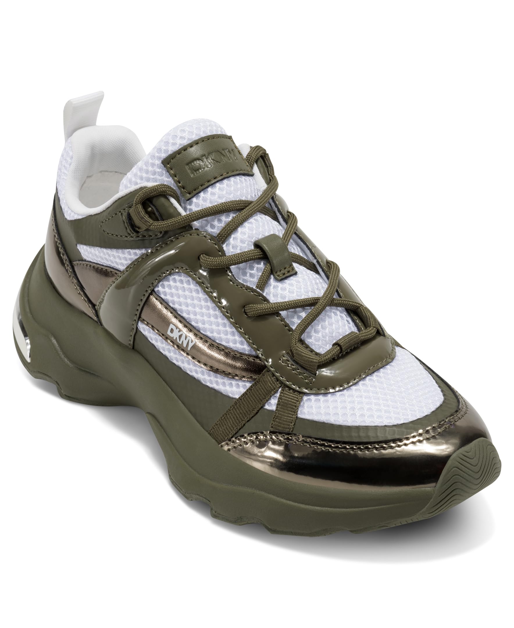 DKNY Women’s Sneaker, White/Green, 10