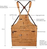 LEFOR·Z Waxed Canvas Work Apron 10 Pockets Cross-Back Adjustable Brown view 4