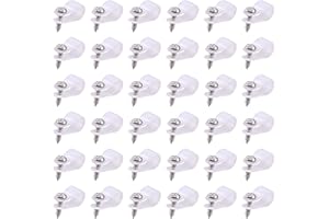 Swpeet 60 Pack White 3/8 Inch Nylon Plastic R-Type Cable Clips Clamp Kit, Nylon Screw Mounting Cord Fastener Clips with 60 Pa