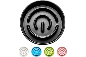 MOPANG Ceramic Slow Feeder Dog Bowl for Small Breed, Slow Feeder Cat Bowl, 0.6 Cup Slow Eating Dog Bowl, Puzzle Bowl for Small Dogs and Cats, Maze Bowl, Preventing Choking, 6in, Black