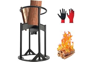 HANPIU XL Kindling Splitter for Wood with Gloves, Manual Log Splitter for Firewood Heavy Duty Cast Iron Firewood Splitter for Campfires - Portable Maul Wood Splitter