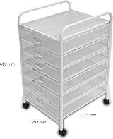 Osco White Wiremesh Cart | Document Trolley with 6 Drawers | Mobile Storage view 3