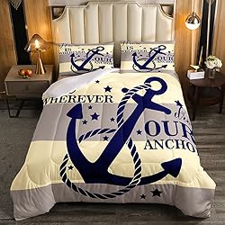 Navy Blue Anchor Comforter Set Full Ocean Nautical
