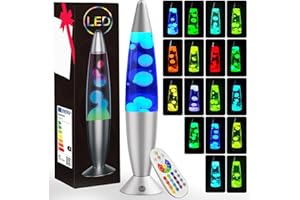 AONESY Liquid Motion Lamps 17 Colors Changing Lamp with Remote, 13.5 Inch Small Relax Night Light for Kids Adults, Pink, Blue, Green, Red, Purple Glitter Mood Lighting for Home Decor, Bedroom, Office