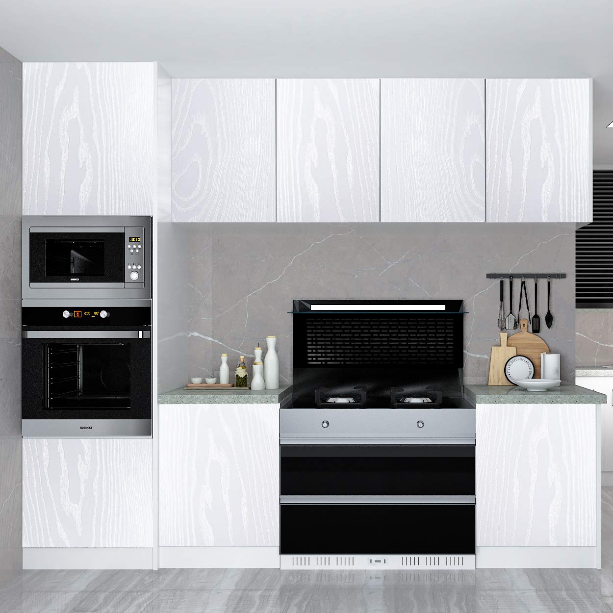 Livelynine White Peel and Stick Wallpaper Wood Contact Paper for Cabinets Adhesive Wood Grain Vinyl Wrap for Kitchen Furniture Textured Thick Wood Countertop Waterproof Wall Paper Bathroom 15.8x78.8