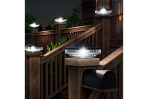 NEWMESSI 6 Pack Solar Post Cap Lights, [NOT Hollow Post],Bright White Solar Post Lights Outdoor Waterproof Fence Lights, Outside Solar Powered Deck Light for 4x4 Wood Posts
