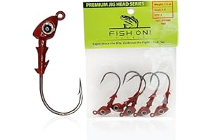 Fish On Tackle Jig Heads Pack of 5 - Fishing Jigs with Super Sharp Black Nickel Hooks - Double Locking Bait Stays & Multi-Color 3D Eyes - Perfect for Freshwater & Saltwater Fishing
