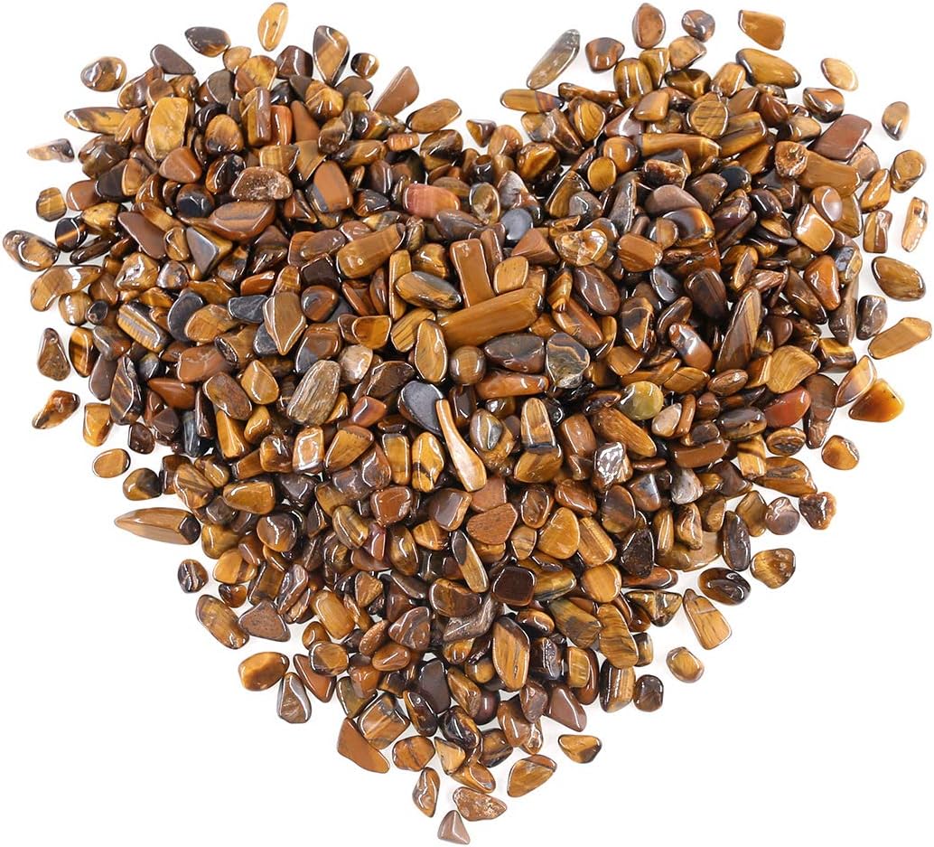 Hardscaping Materials - Swpeet 1 Pound Tiger's Eye Small Tumbled Chips Stone Gemstone Chips Crushed Pieces Irregular Shaped Stones Crystal Chips Stone Perfect for Jewelry Making Home Decoration