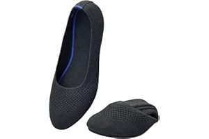 poemlady Women’s Ballet Flat Shoes Dress Shoes Knit Round Toe Slip On Ballerina Walking Flats Shoes for Woman Low Wedge Casual