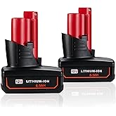 KUNLUN 2 Pack 12V 6500mAh Replacement Battery Compatible for Milwaukee M 12 Lithium-ion Battery 48-11-2411 48-11-2440 48-11-2402 Cordless Power Tools