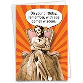 NobleWorks - Funny Birthday Greeting Card with 5 x 7 Inch Envelope (1 Card) Bday Woman Age Wisdom C8150BDG