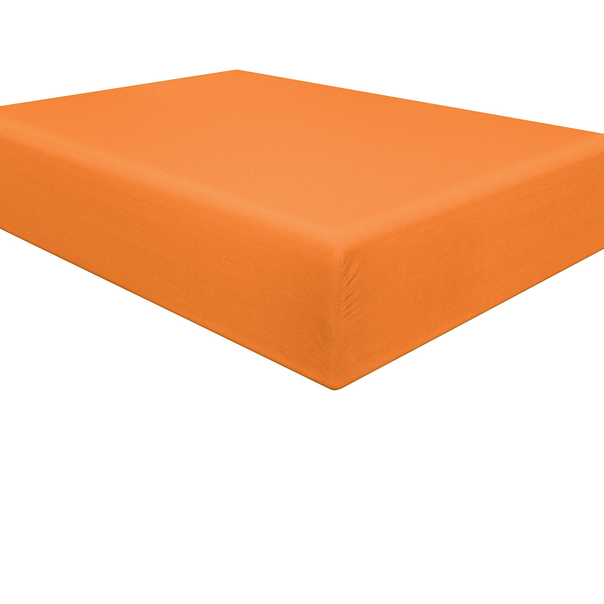 NTBAY 100% Brushed Microfiber Double Fitted Sheet, 1800 Super Soft and Cozy, Wrinkle, Fade, Stain Resistant 12" / 30cm Deep Pocket Fitted Bed Sheet, Orange