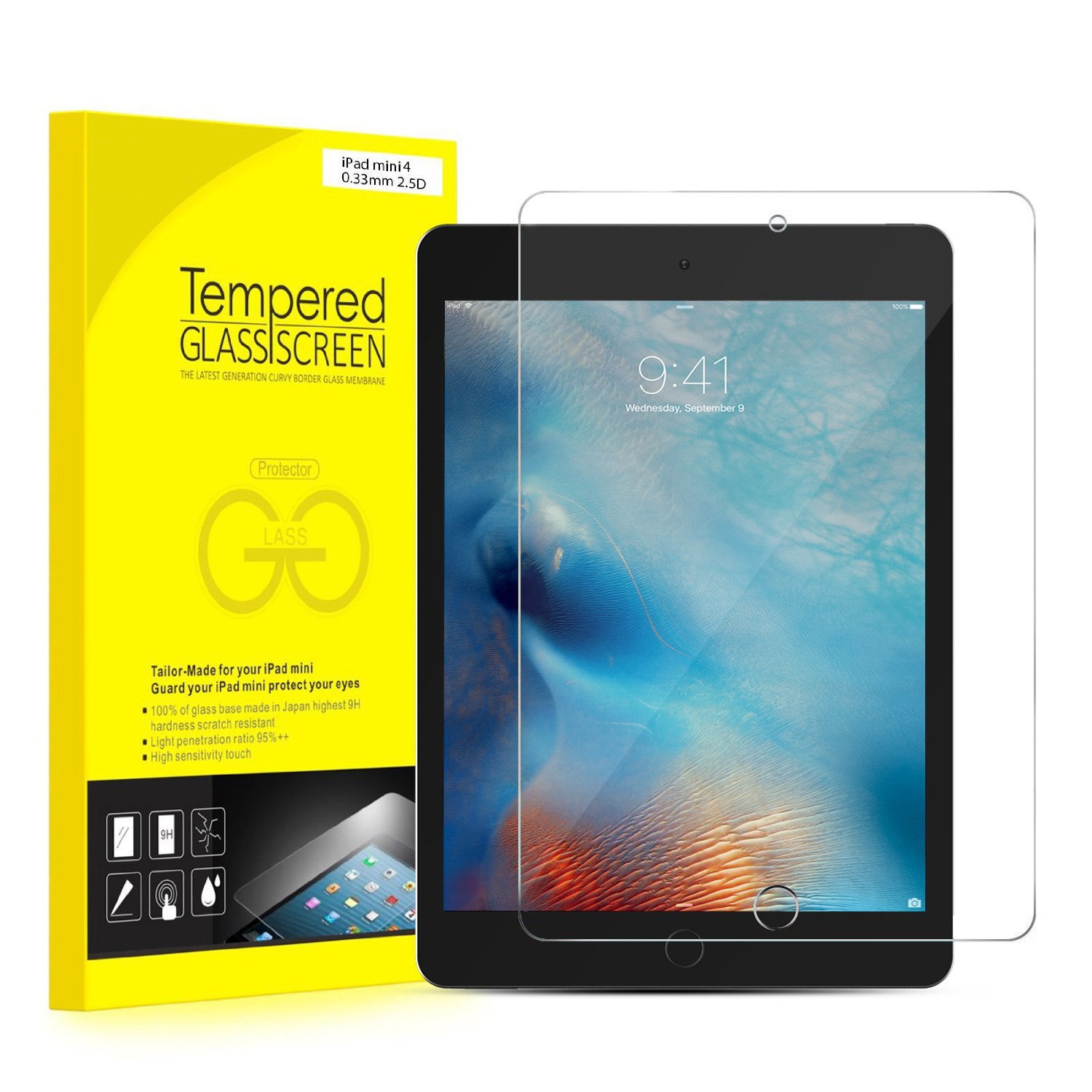 JETech iPad Mini Protector de Pantalla Vidrio Templado para Apple iPad Mini