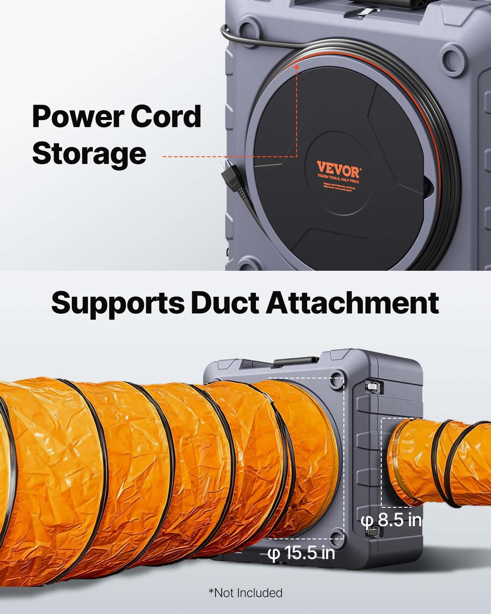 VEVOR Air Scrubber with 3-Stage Filtration, Stackable Negative Air Machine 550 CFM, Air Cleaner with MERV10, Carbon, H13 HEPA, for Home, Industrial and Commercial Use