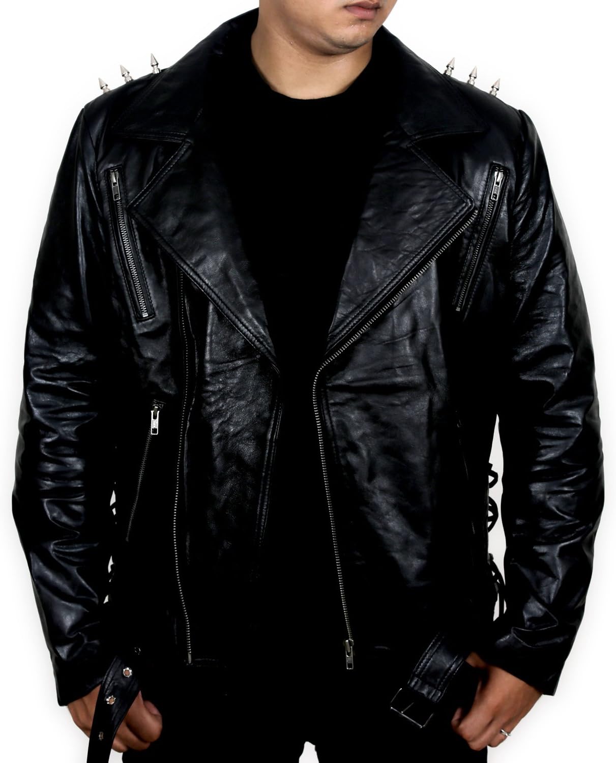 Ghost Rider Motorbike Leather Jacket w Metal Spikes
