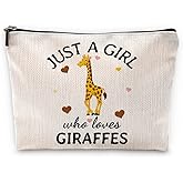 Sufamb Just A Girl Who Loves Giraffes Makeup Bag,Cute Cartoon Giraffe Cosmetic Pouch for Women Girls,Christmas Birthday Gifts for Giraffe Lovers Sister Daughter