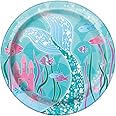 Vibrant Multicolor Mermaid Round Dessert Plates - 7" (Pack of 8) - Eco-Friendly Paper - Perfect for Ocean Themed Parties