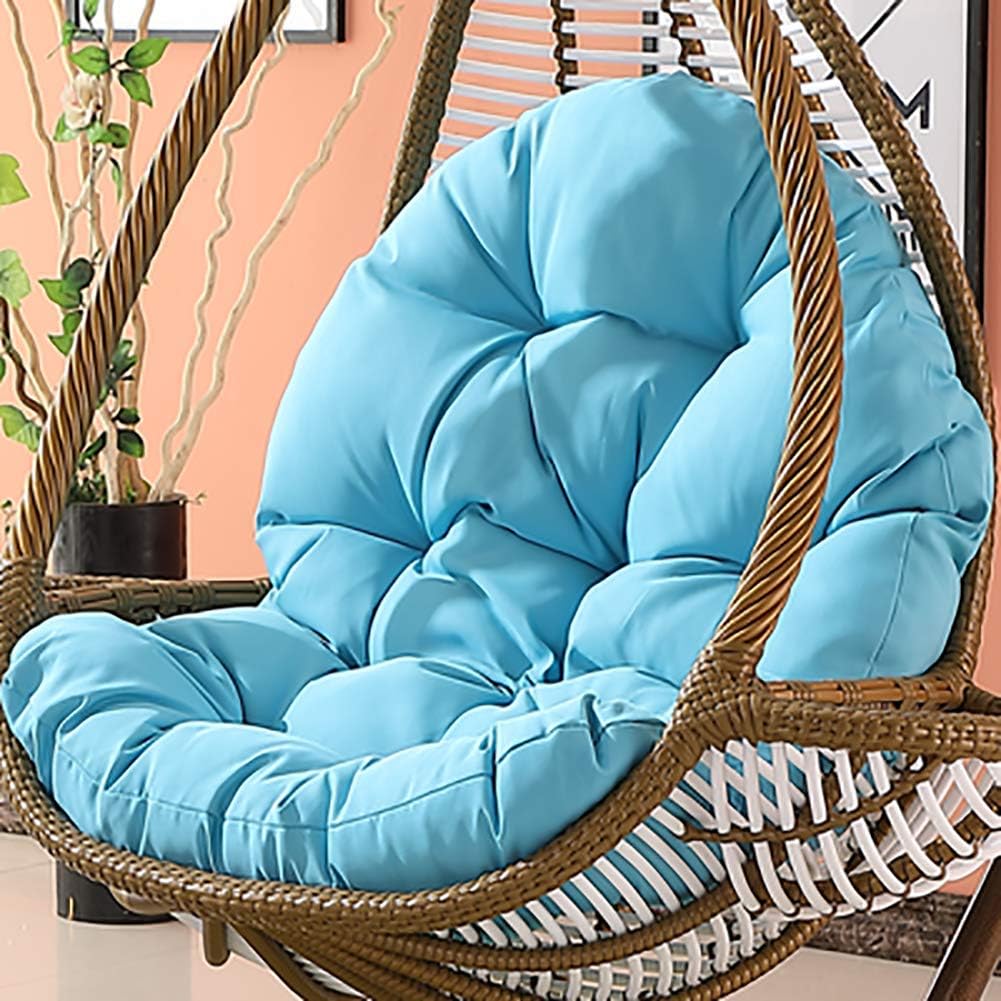 MSM Furniture Waterproof Hanging Cushion, Swing Chair Wicker Hammock Weave Egg Pad, Balcony Patio Garden-neither Stand Nor Chair Are Include-blue 120x86cm(47x34inch)