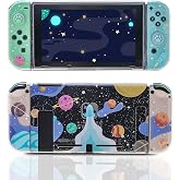 Clear Case for Nintendo Switch 2017, Screen Protector, Thumb Grips, Rocket | Nintendo Switch 2017 case with soft TPU shell, 2 thumb grips and clear glitter design for everyday scratch protection