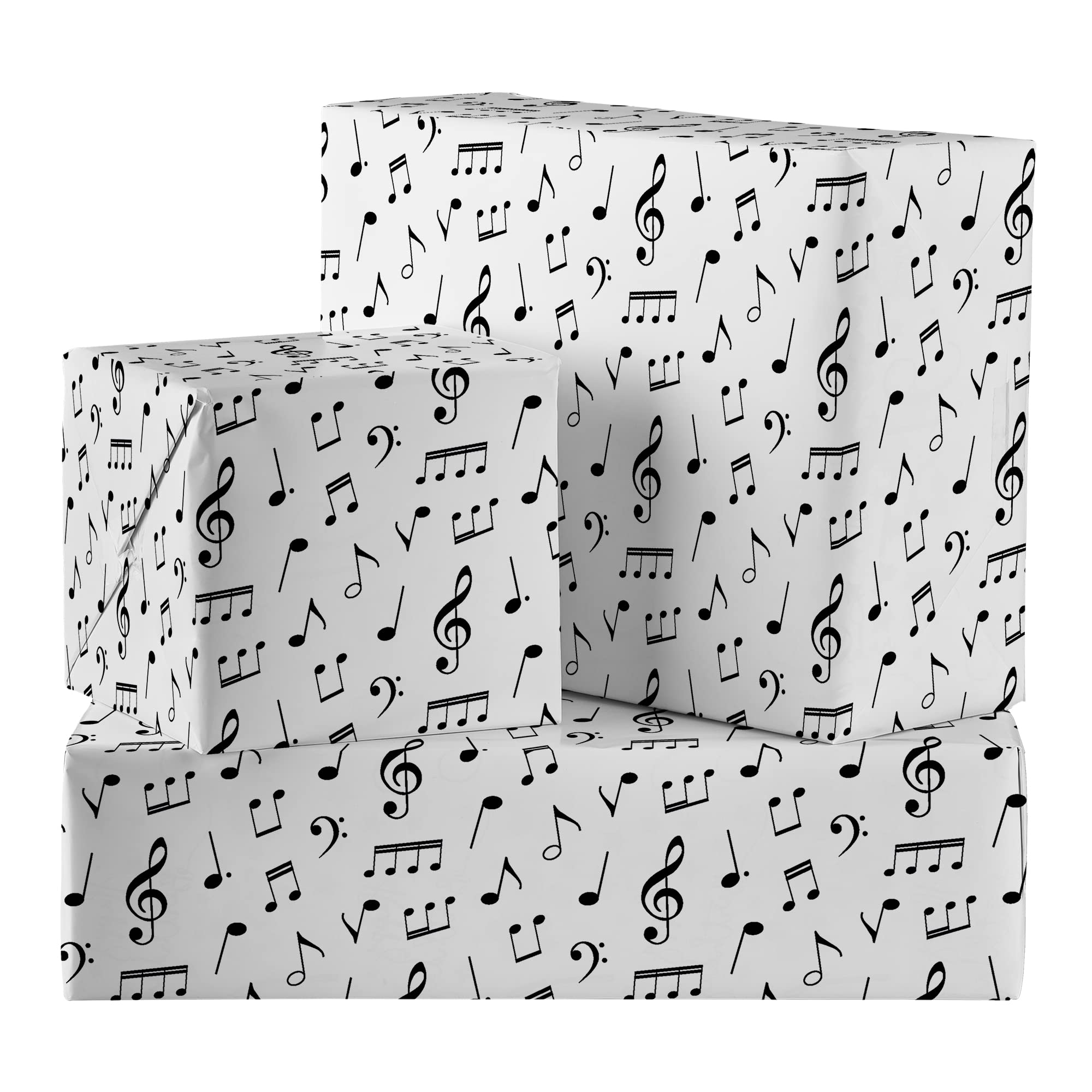 Hunts England - 2 Sheets Of Music Notes Luxury Wrapping Paper For Birthday Men/Women - Includes 2 Gift Tags - Folded Gift Wrap - Iconic Collection - For Son, Daughter, Mum, Wife, Grandson, etc.