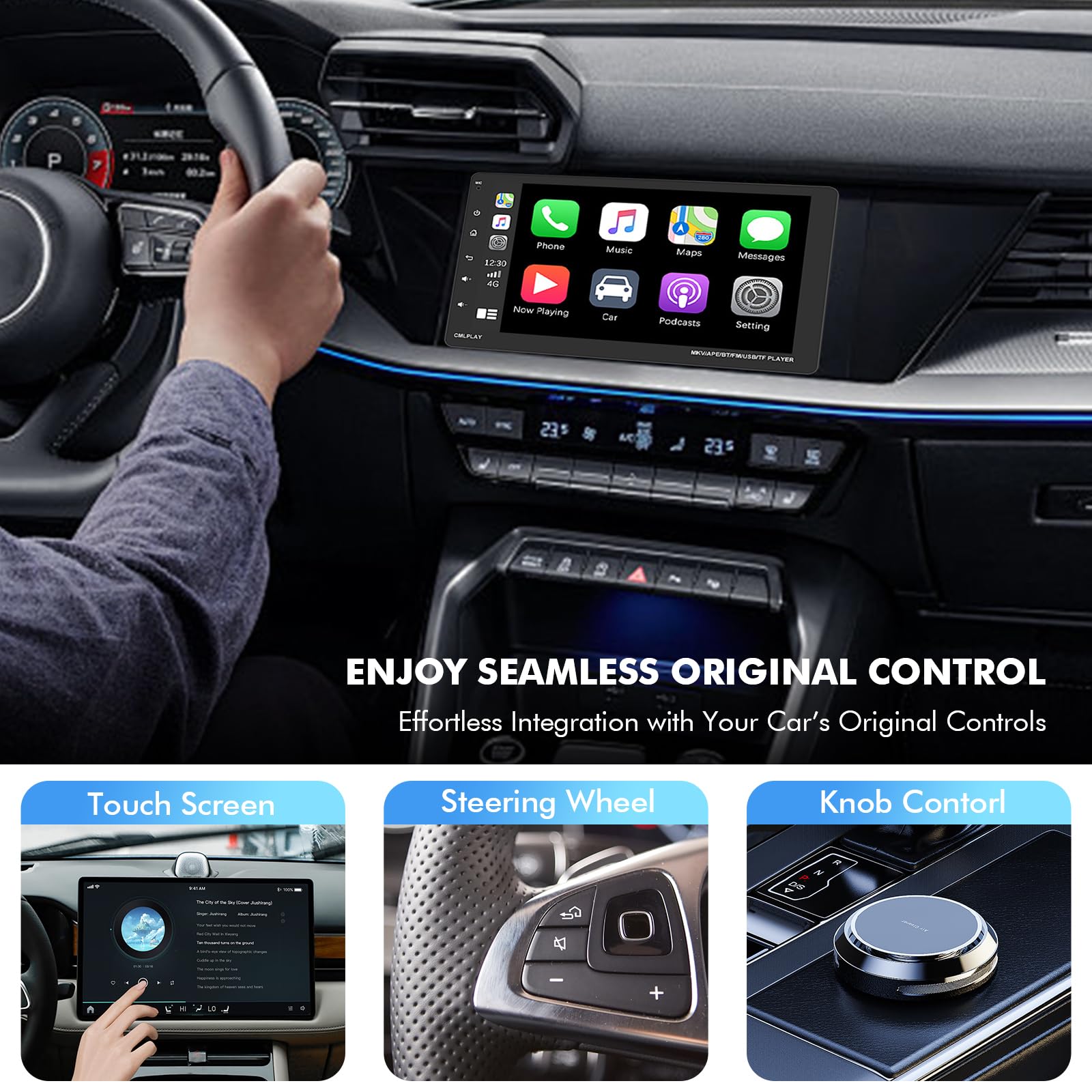 Wireless CarPlay Adapter for Apple iPhone - Converts Factory Wired CarPlay to Wireless, Quick Setup & Auto-Connect Every Drive, CarPlay Dongle for Cars from 2015+ & iOS10+ (Metallic Brushed Blue)