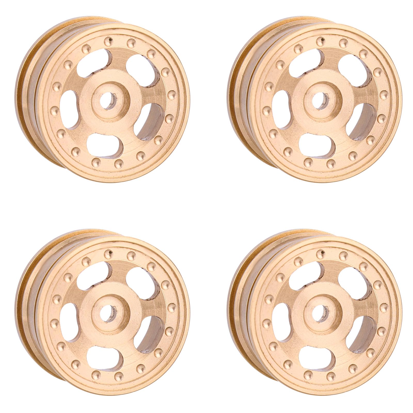 4pcs 0.7in/1.8cm Brass Wheel Rim Hub Upgrade Parts (5 Holes) for AXIAL SCX30, Replacement Parts Enhanced Traction & Lower Center of Gravity