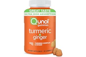Qunol Turmeric and Ginger Gummies - Joint Support Supplement with Ultra High Absorption, 90 Count Vegan and Gluten Free Gummies