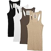 Zenana Outfitters 4 Pack Womens Basic Ribbed Racerback Tank Top