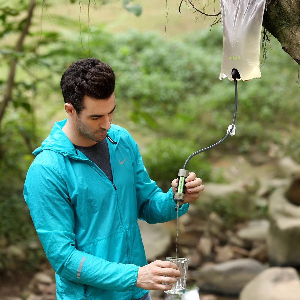 miniwell Gravity Water Filter Straw Ultralight Versatile Hiker Water Filter Optional Accessories. TUV Proven Emergency Kit Hurricane Storm Supplies.