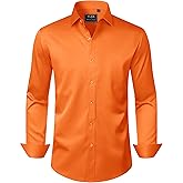 J.VER Men's Dress Shirts Solid Long Sleeve Stretch Wrinkle-Free Formal Shirt Business Casual Button Down Shirts