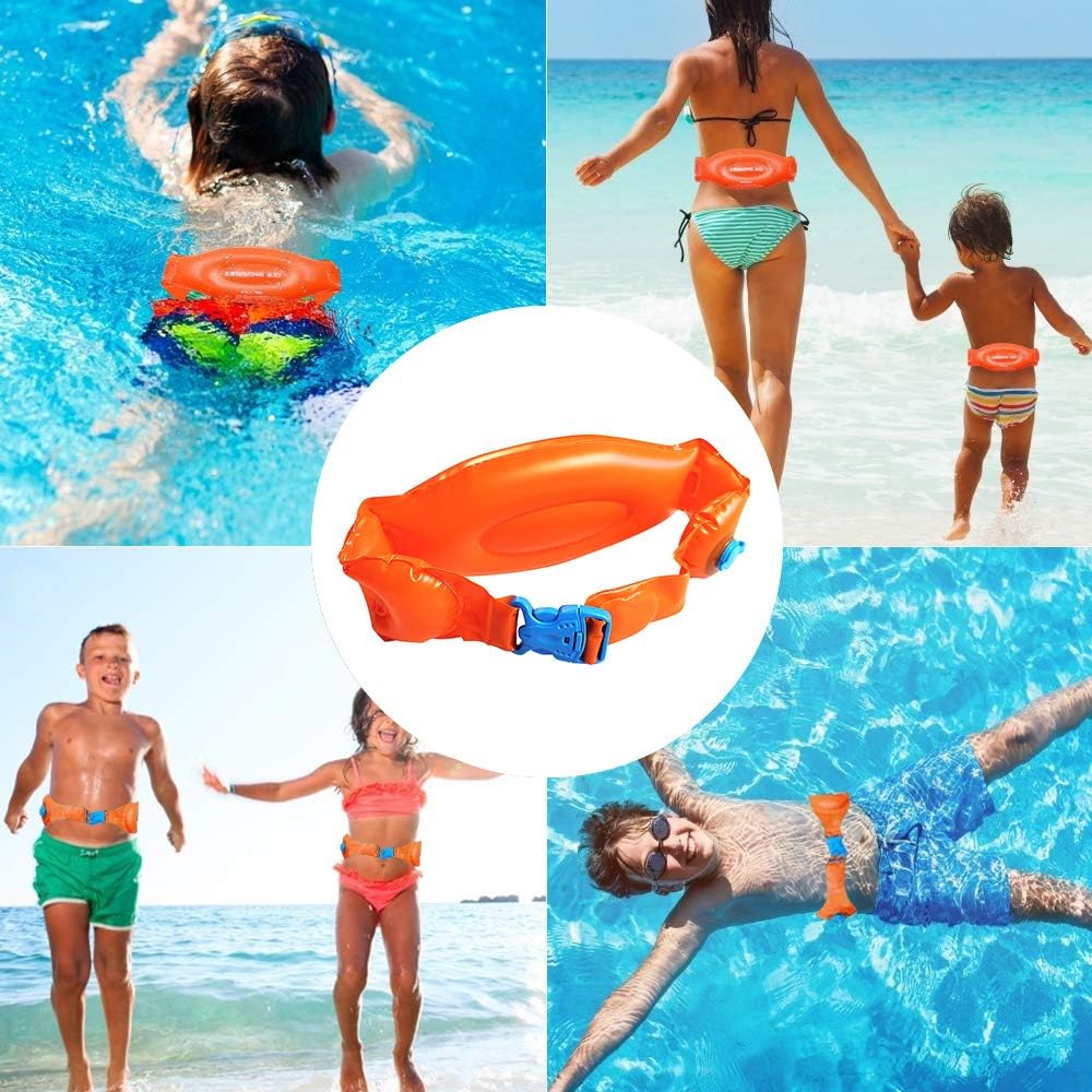 Swimming Belt for Kids Children, Portable Inflatable Swimming Training Aid, Swim Belt with Safety Buckle for Swimming Beginner--Small: Sports & Outdoors