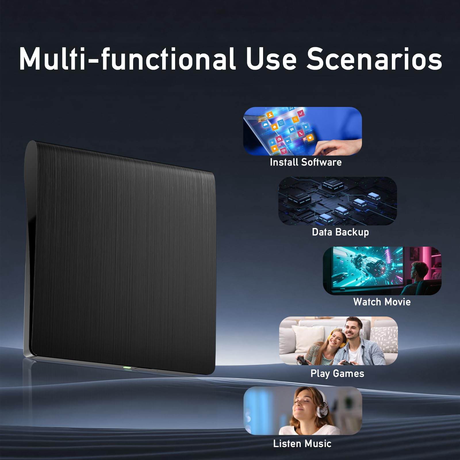 External Bluray Drives, Portable 3D External Blueray/DVD Drive for Pc, Support 50G Disc R/W USB 3.0 Type-C Blu Ray Burner for Laptop, External Bluray Burner Compatible with Windows, Mac OS, Linux