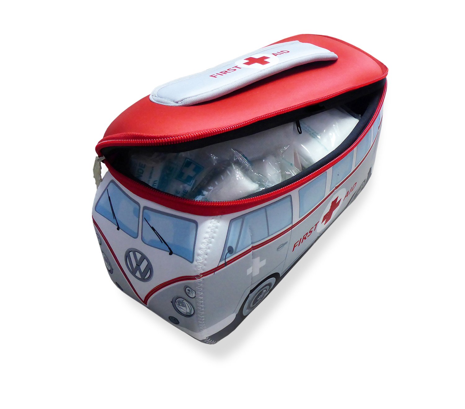 BRISA VW Collection - Volkswagen Hippie Bus T1 Camper Van 3D Neoprene Small Universal Bag - incl. Emergency First Aid Kit (Neoprene/DIN 13164)