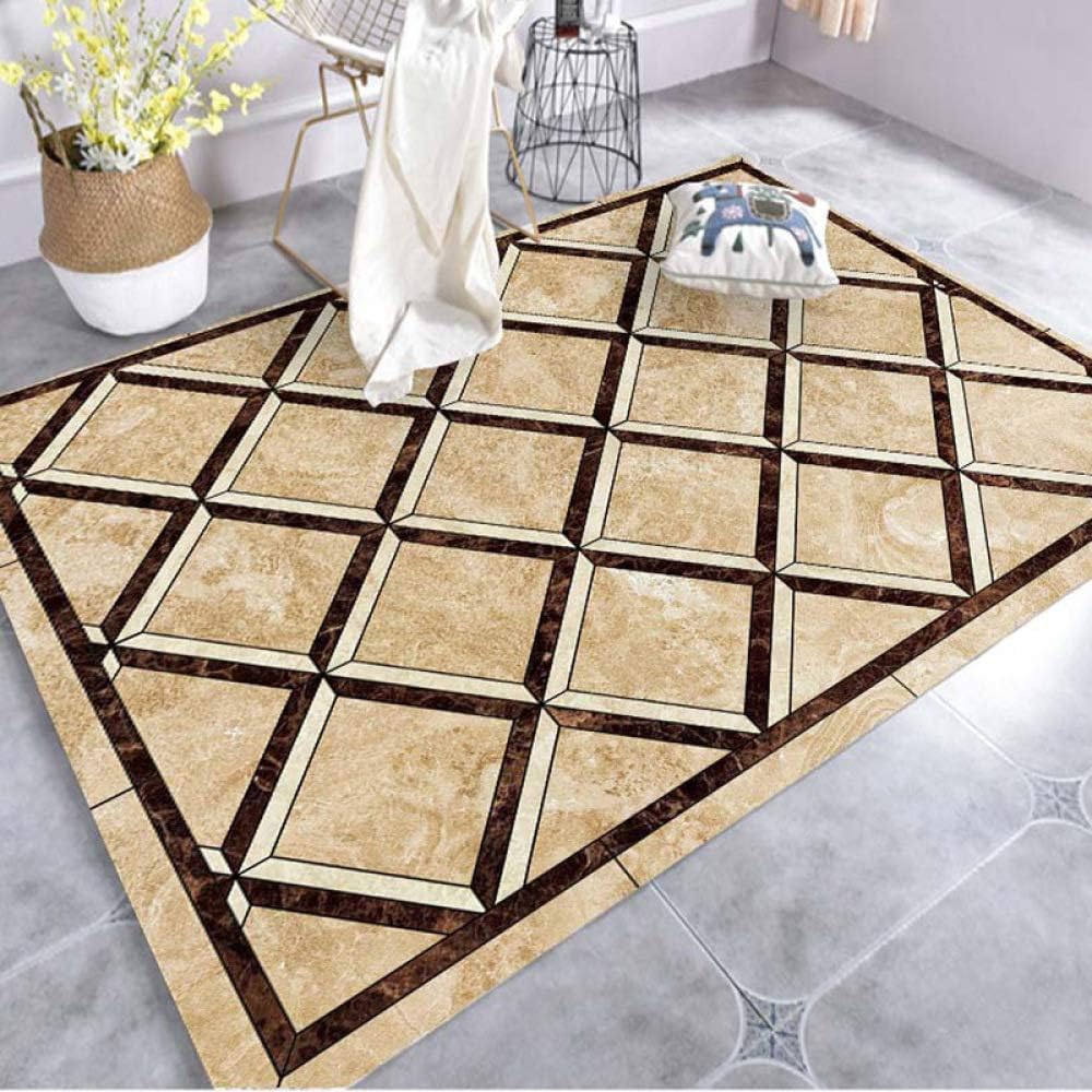 KFEKDT European Marbled Style Luxury Living Room Carpet Cushion Sofa Bedroom Large Size Rugs Parlor Kitchen Carpet Hallway A7 80x180cm