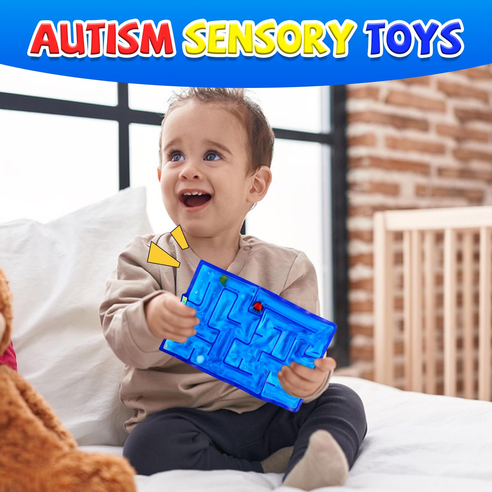 Sensory Maze Fidget, Marble Maze Gel Filled Squishy Toy for Kids and Adults - Autism Stress Anxiety Relief With Filled Goo for Calming - Classroom Easter Basket Stuffers