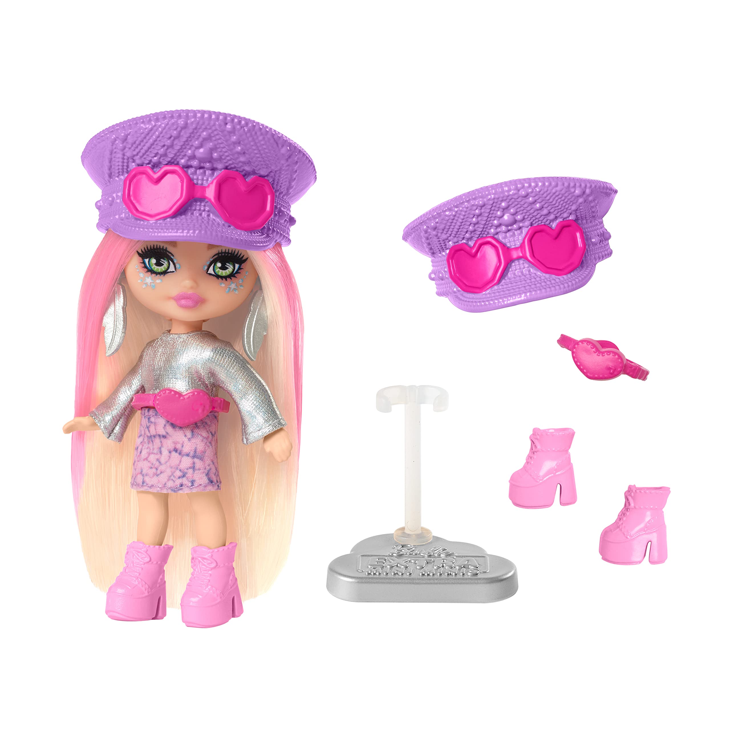 ​Barbie Extra Mini Minis Travel Doll with Metallic Desert Fashion and Festival Accessories, Barbie Extra Fly Small Doll​​, HPN07