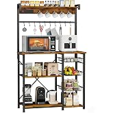 YYDSKIT Alacena de Almacenamiento de 8 Niveles, Estante de Cocina con Enchufes y 15 Ganchos，Estante de Microondas, Mueble Mul