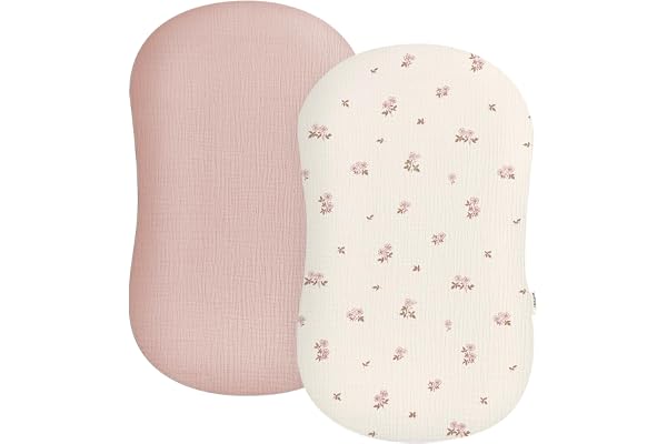 Muslin Baby Lounger Cover 2 Pack, Soft Breathable Newborn Lounger Pillow Cover for Boys Girls Infant (Vintage Blossom)