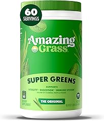 Amazing Grass Greens Blend Superfood: Super Greens Powder with Spirulina, Chlorella, Beet Root Powder, Digestive Enzymes, Pre