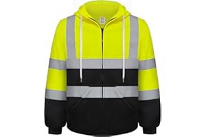TCCFCCT Hi Vis Construction Work Hoodies for Men Women, Safety Sweatshirts, Class 3, Meets Ansi